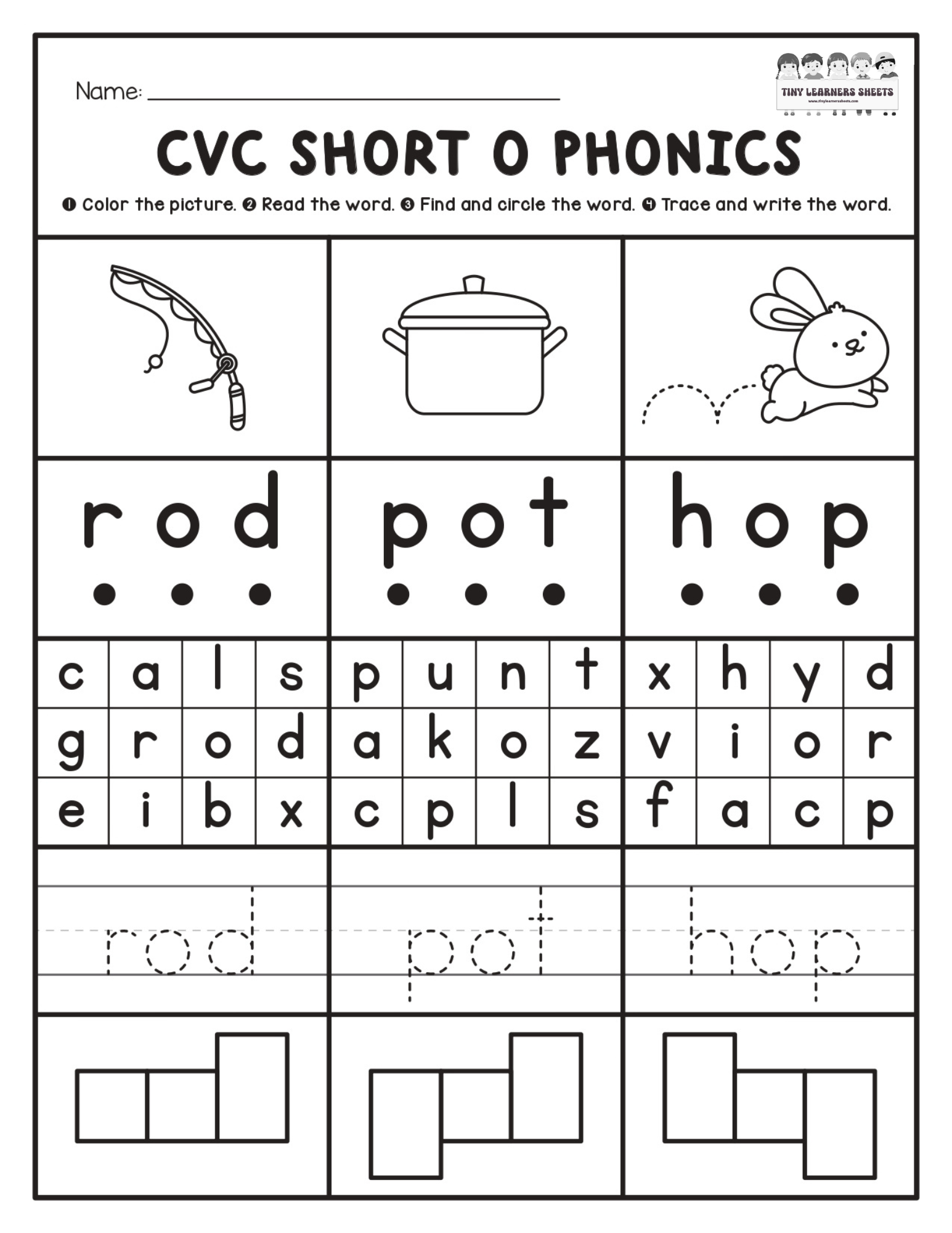 CVC Short O Phonics Worksheet 2